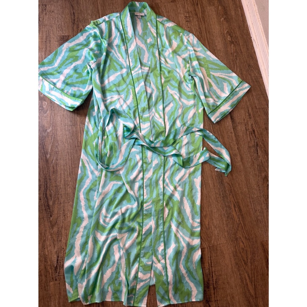 Diane von Furstenberg for Target Zebra Print Robe Green Blue Medium DVF